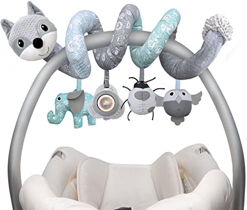 MONSTIME Car Seat Toys Newborn Toys, Stroller Toys Baby Toys 0-3 Months Infant Toys, Baby Toys for Carseat Stroller Crib with Music Rattle, Baby Toys for 0 3 6 9 12 Babies Boys Girls Enfants (Gray)
