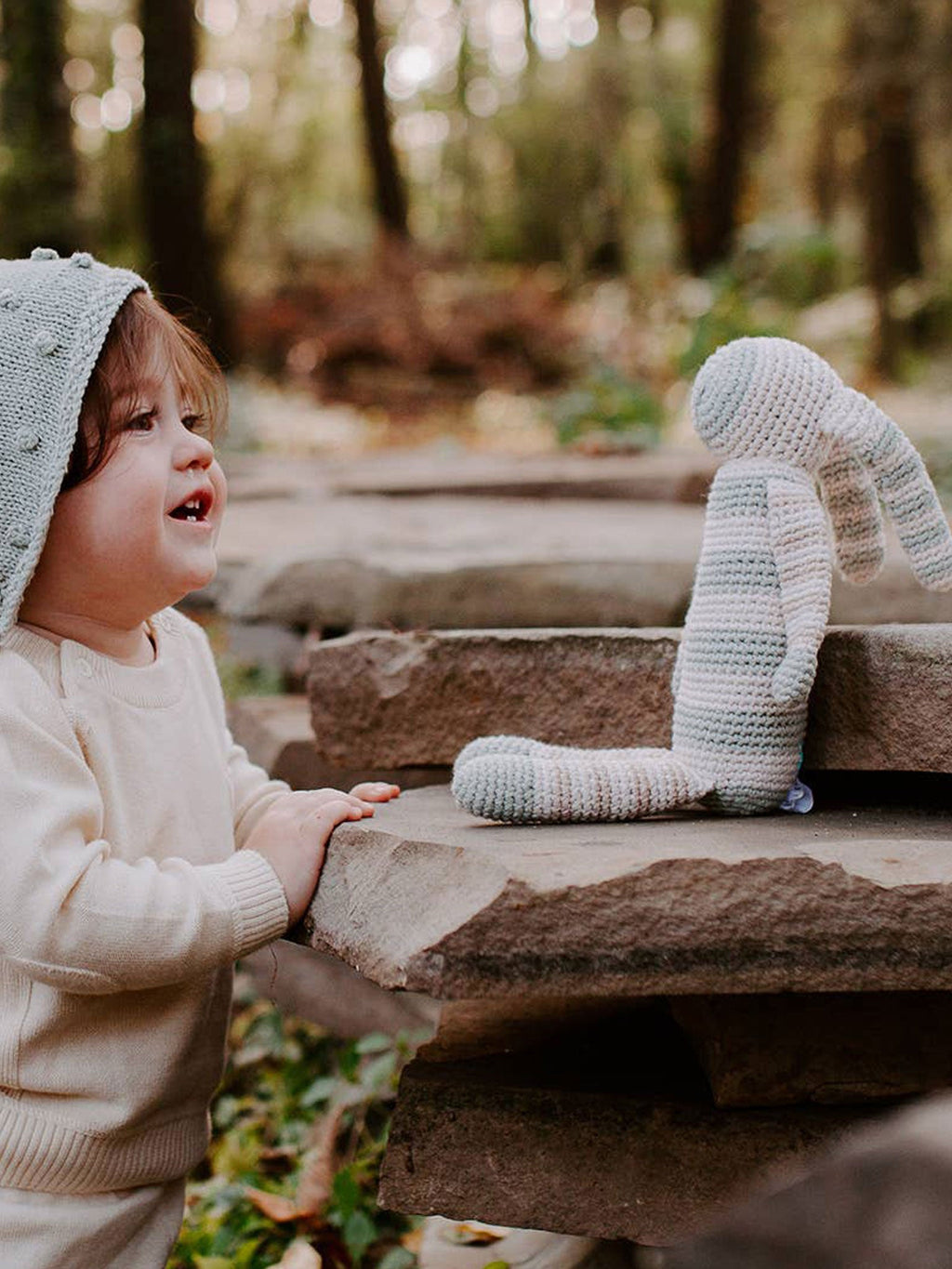 Organic Stripey Bunny Rattle