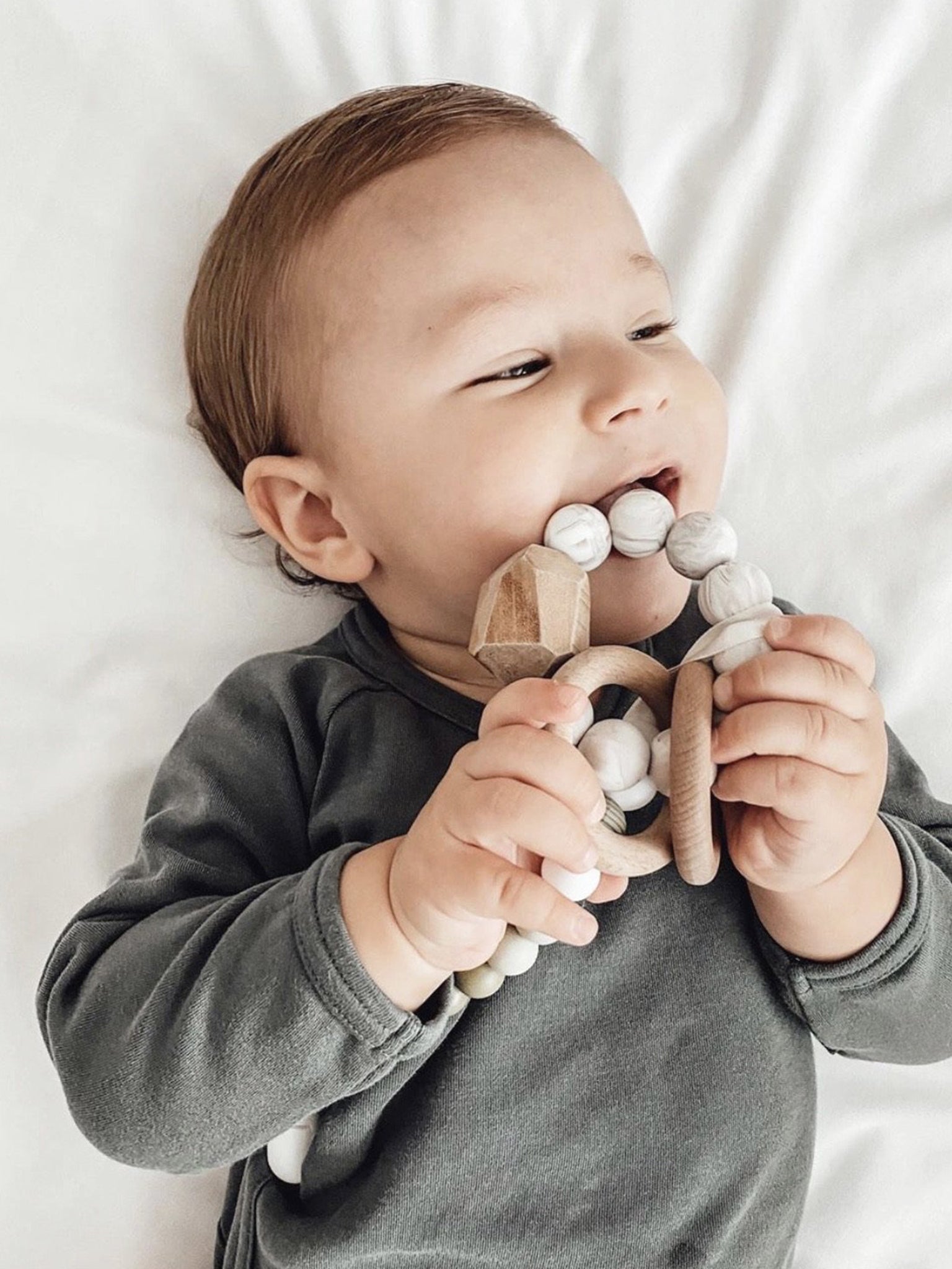 Silicone + Wood Teether Ring